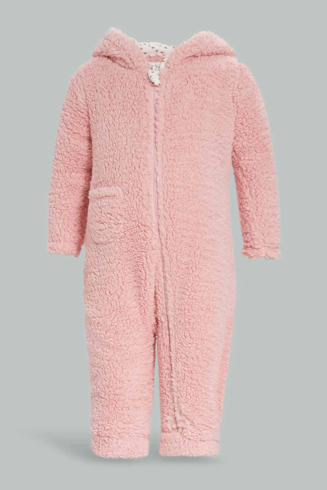 Baby Girls Pink Sherling Onesie
