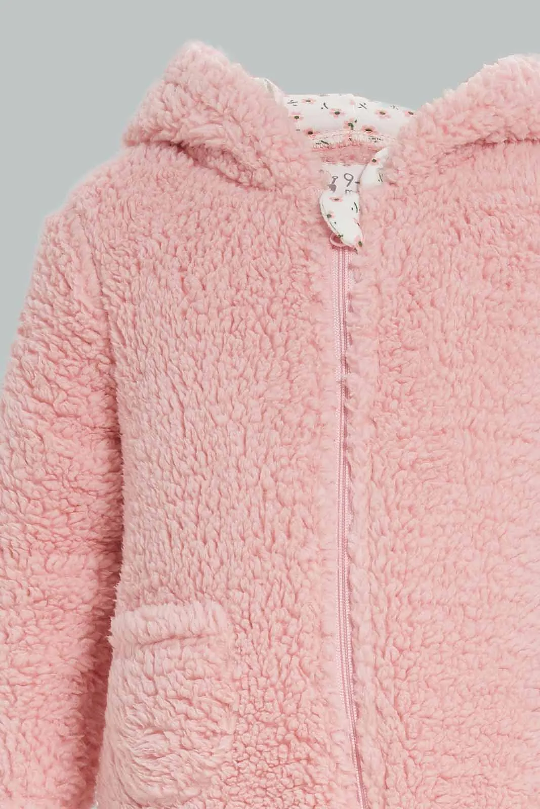 Baby Girls Pink Sherling Onesie