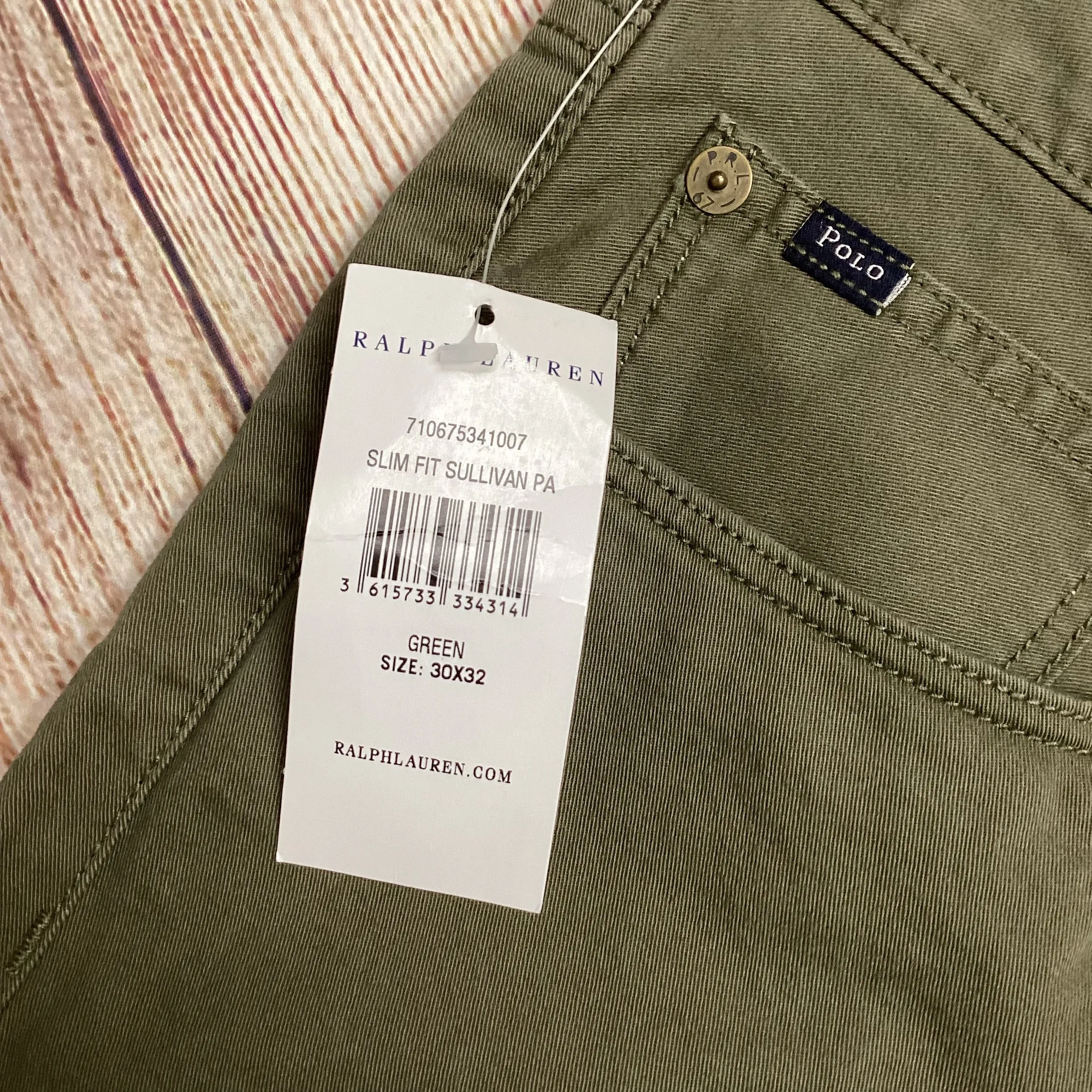 BNWT Ralph Lauren Green Slim Fit Sullivan Trousers W30 L32