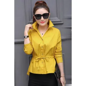 Ketty More Women Collar Neck Elasticated Waist Button Closure Shirt-KMWSB856