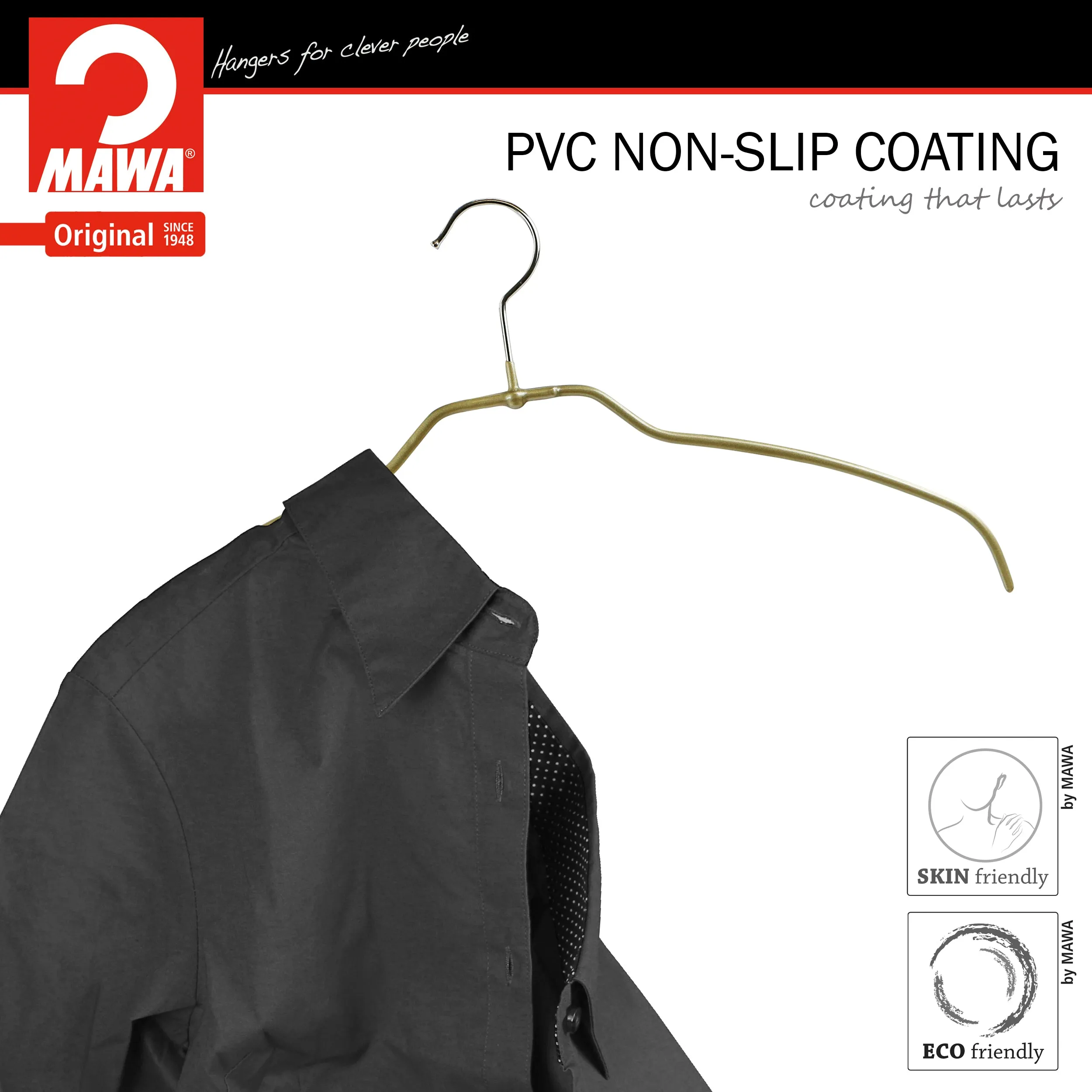 Silhouette Space-Saving Shirt Hanger, 42-FT, Gold