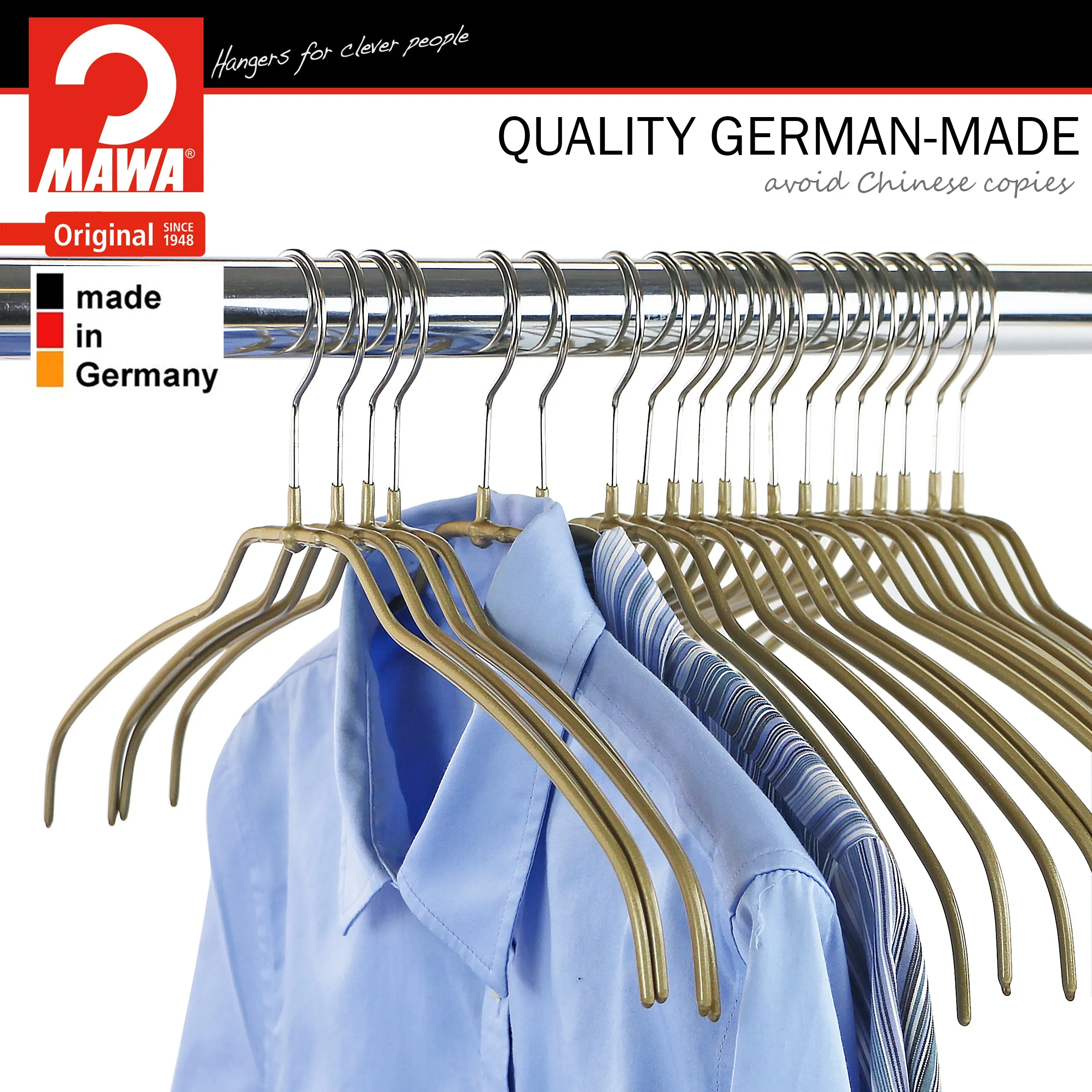 Silhouette Space-Saving Shirt Hanger, 42-FT, Gold